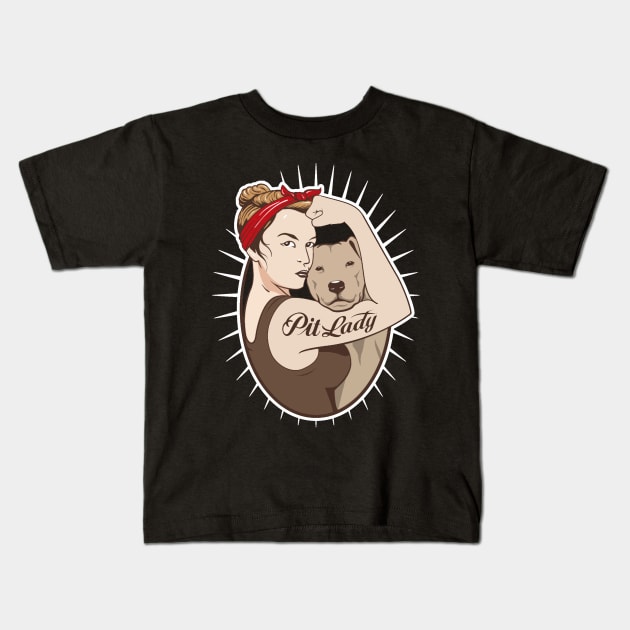 Pit Lady Gift T-shirt For Lover Pitbull Kids T-Shirt by darius2019